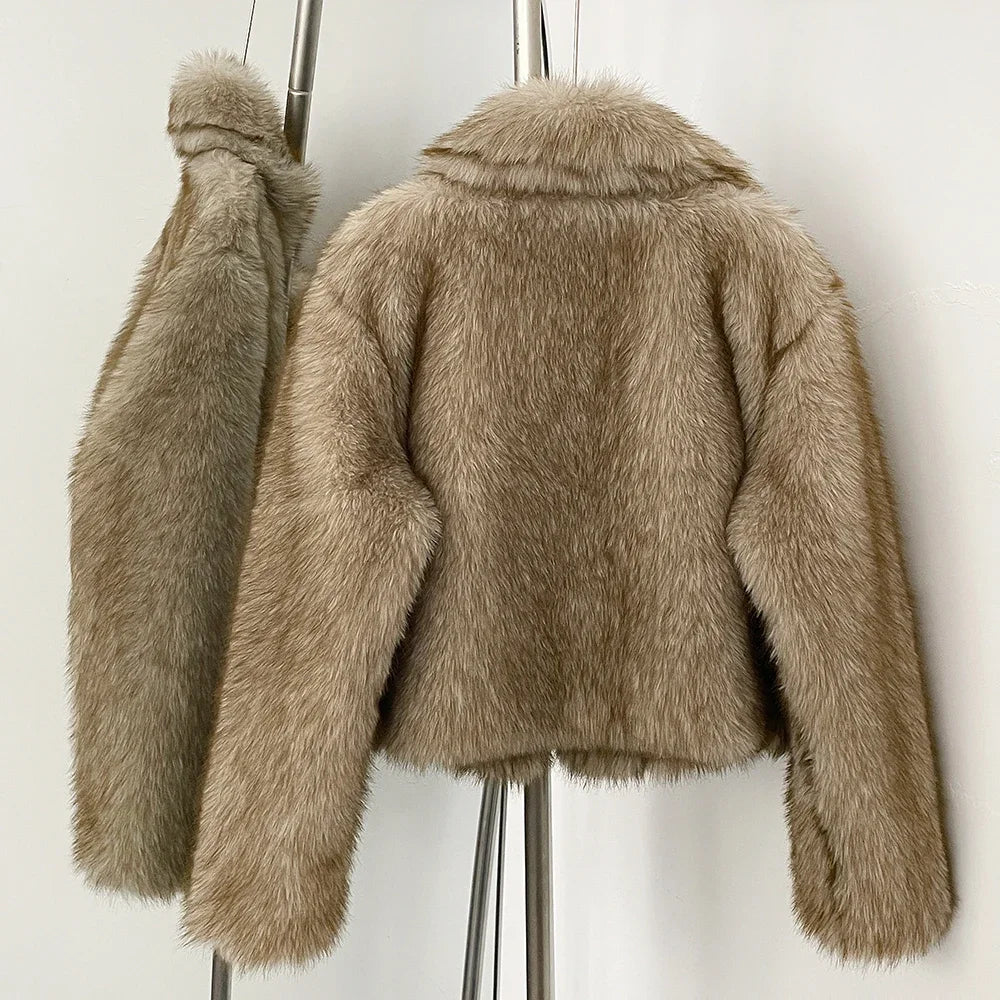 Women's Short Faux Fur Bomber Coat