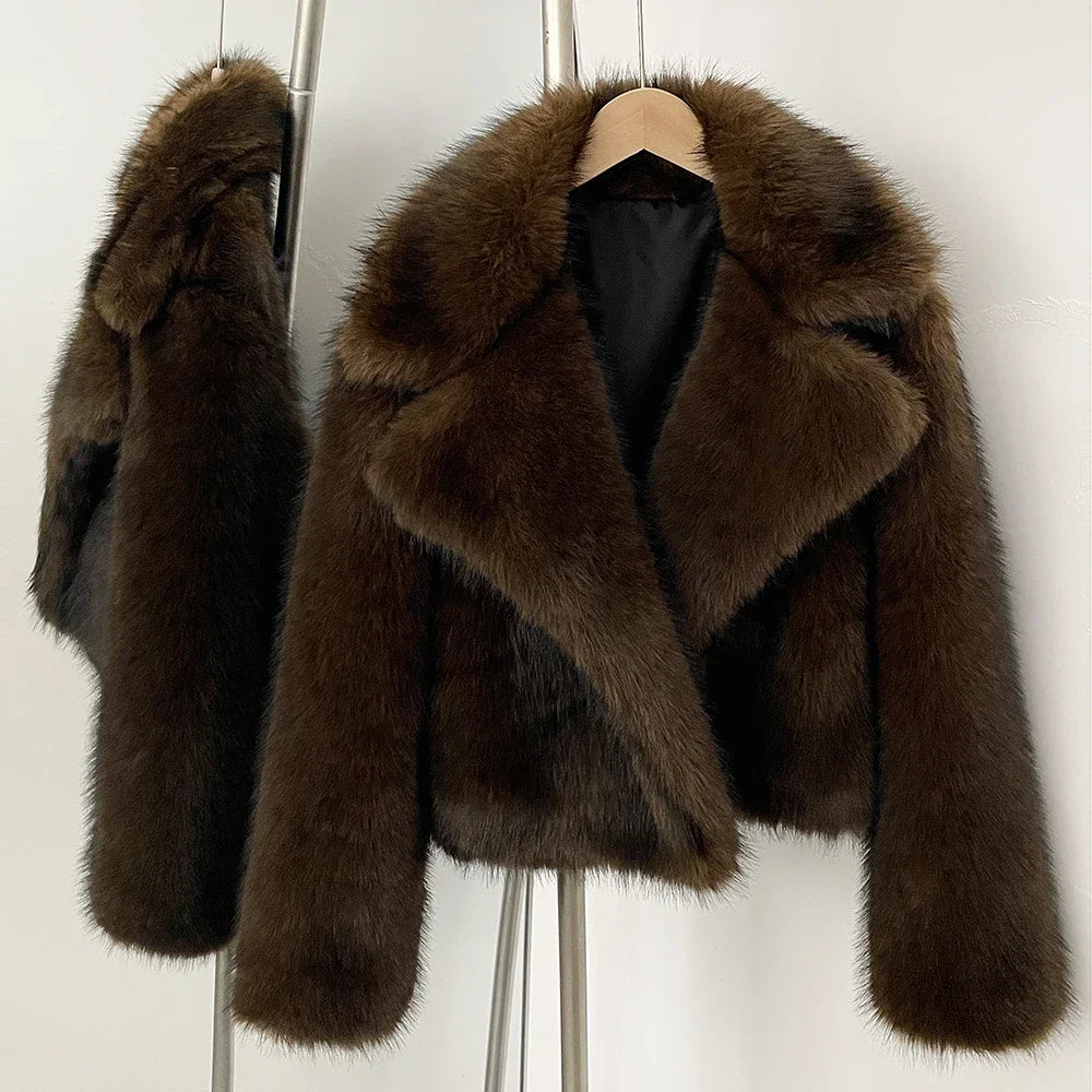Women's Short Faux Fur Bomber Coat