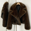 Women's Short Faux Fur Bomber Coat