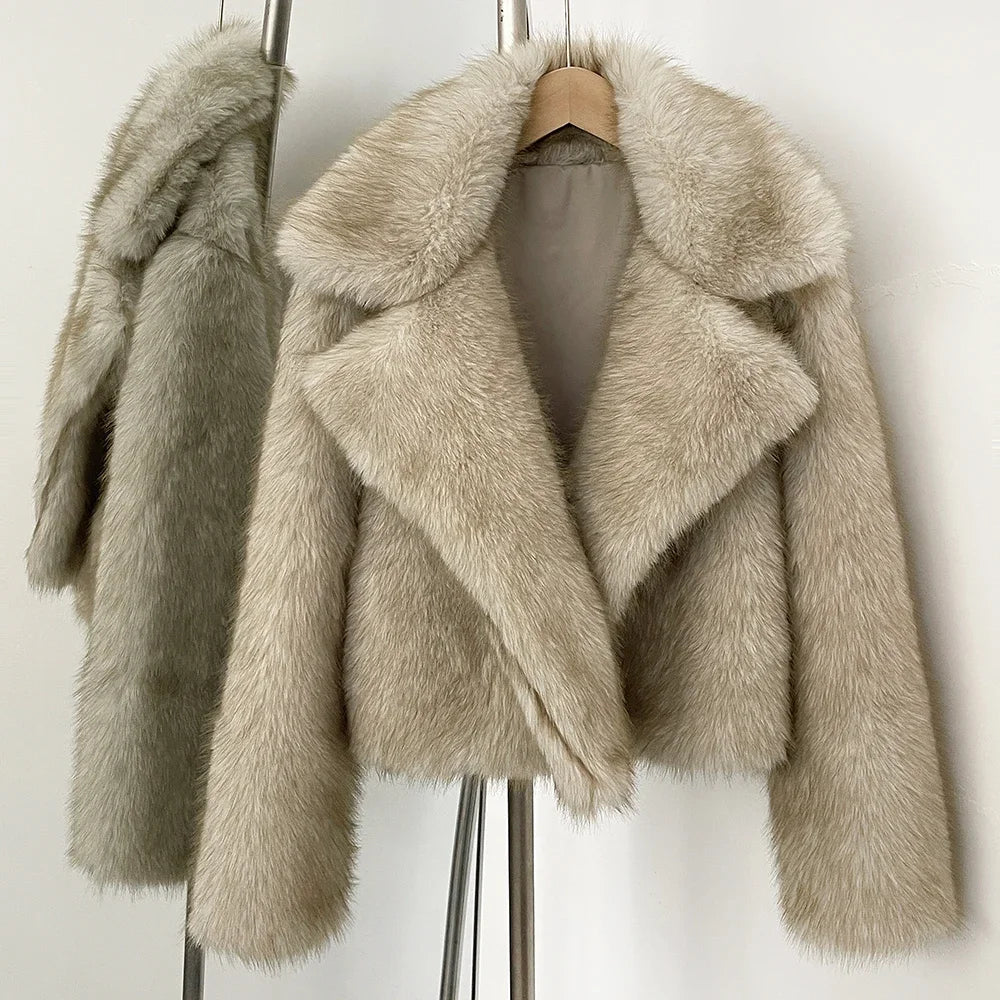 Women's Short Faux Fur Bomber Coat