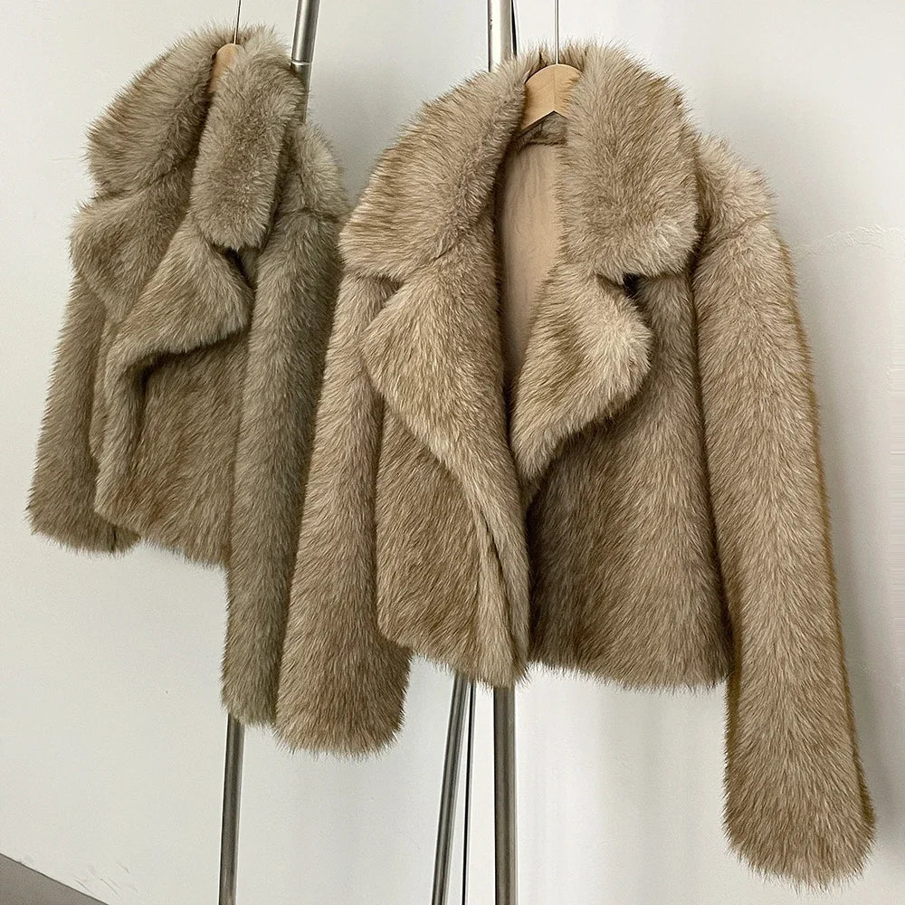 Women's Short Faux Fur Bomber Coat