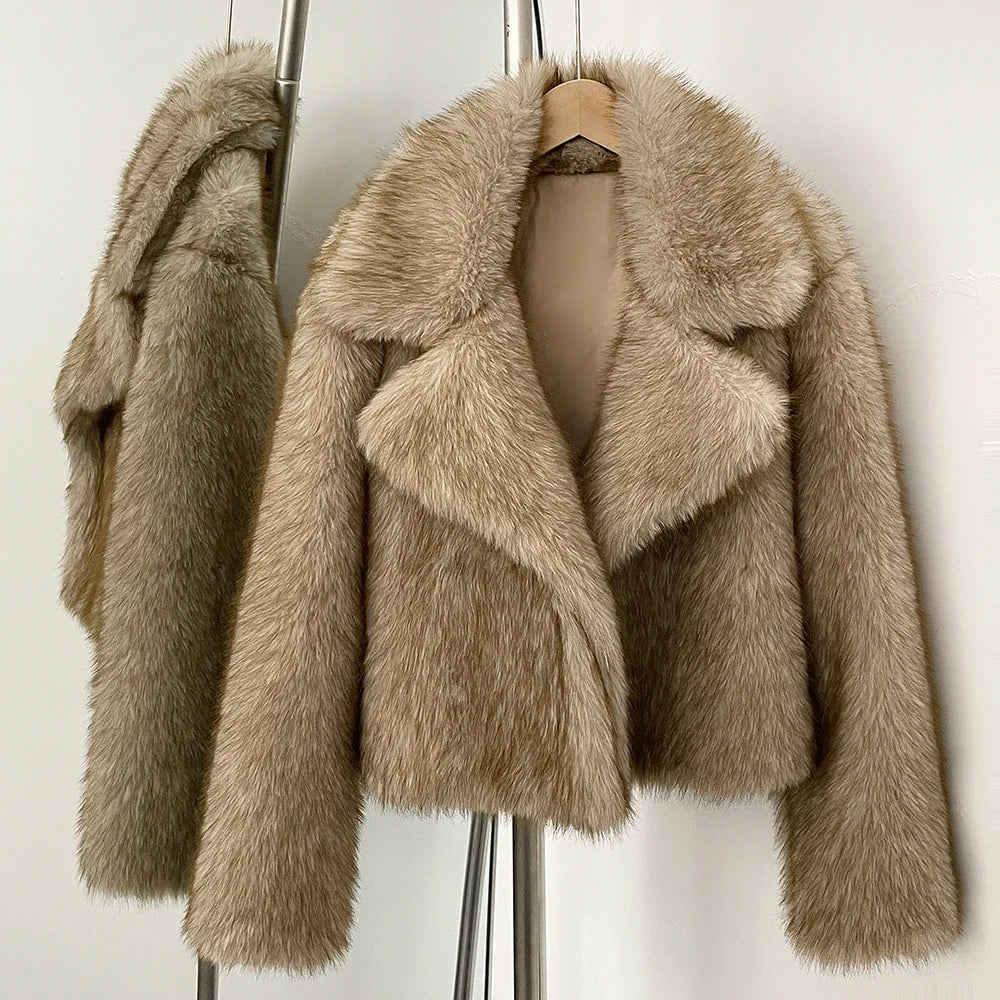 Women's Short Faux Fur Bomber Coat